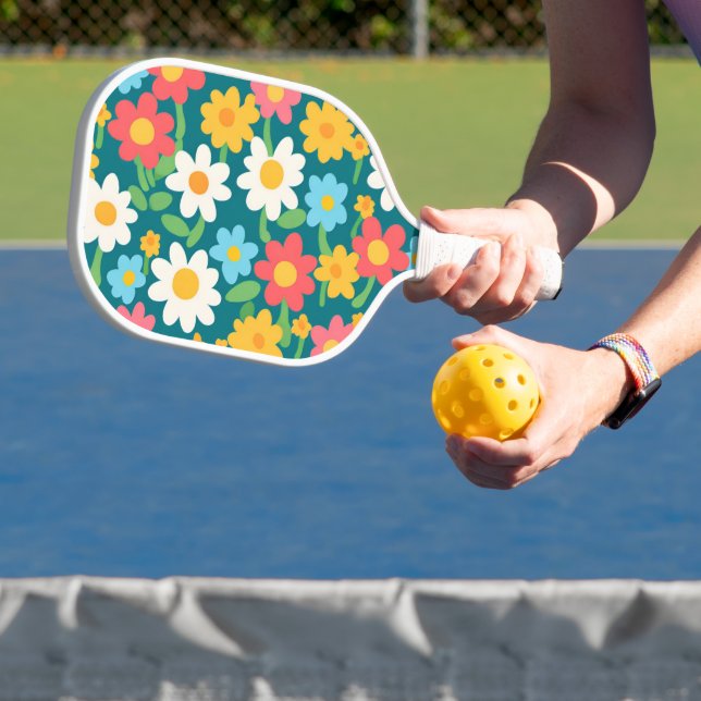 Cute Daisy Flower Botanical pattern school girly Pickleball Paddle (Insitu)