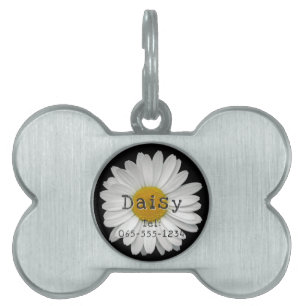 Cute Daisy Flower Name Phone Number Pet ID Tag