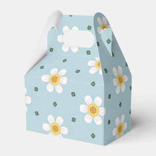 Cute Daisy Flower Pattern on Soft Blue Background Favour Box
