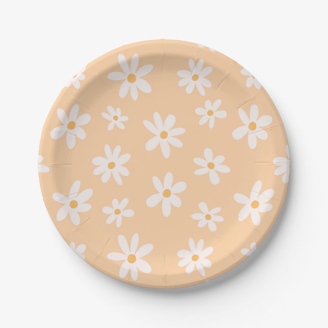 Cute Daisy Flower Pattern Paper Plate (Front)