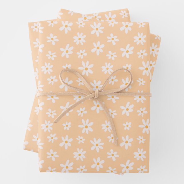 Cute Daisy Flower Pattern Wrapping Paper Sheet (In situ)