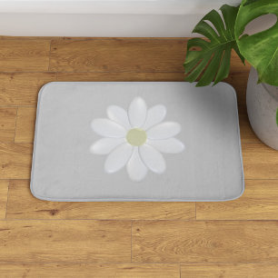 Cute Daisy Flower Simple Silver Grey Bath Mat