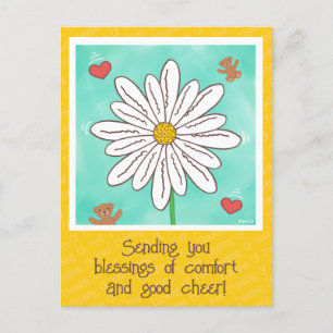 Cute Daisy Flower With Teddy Bears Get Well Soon Postcard