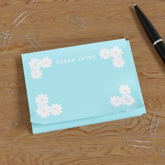Cute Daisy Flowers Aqua Blue Post it Notes