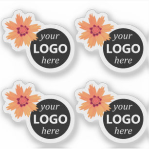 Cute Daisy Flowers Peach Pink Orange Round Logo