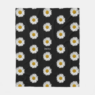 Cute Daisy Flowers with Name Fleece Blanket