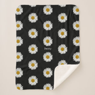 Cute Daisy Flowers with Name Sherpa Blanket
