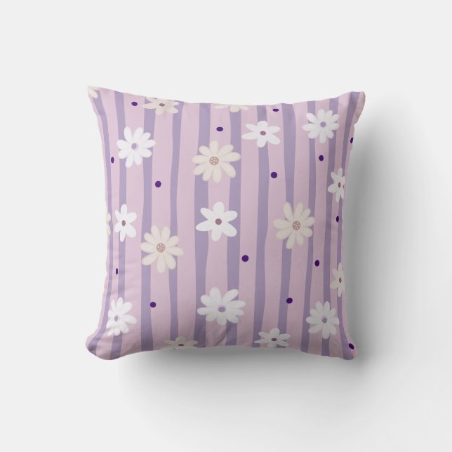 Cute daisy Pastel Colour Flower Pattern Collection Cushion (Front)