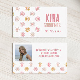 Cute Daisy Pattern Girls Summer Photo Contact Calling Card