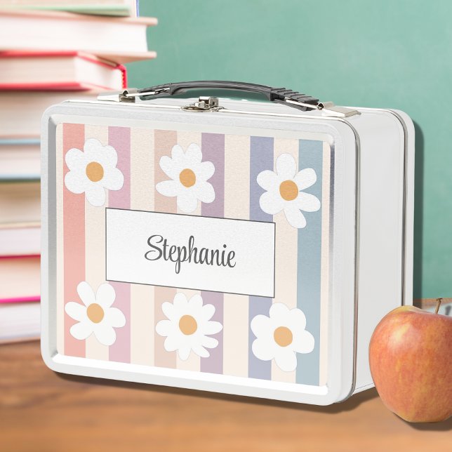 Cute Daisy Pattern Girly Metal Lunch Box (Creator Uploaded)