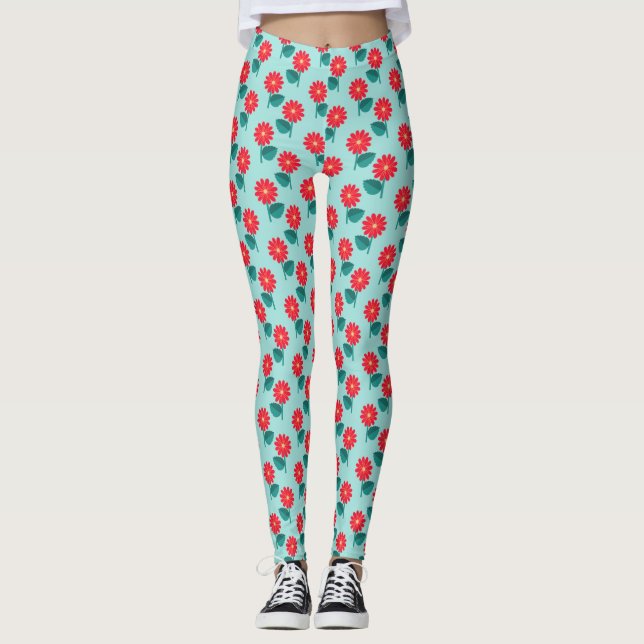 Cute Daisy Pattern Leggings (Front)