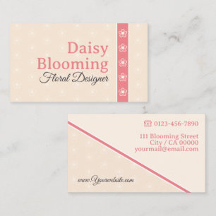 Cute Daisy Pattern Pastel Light Peach Pink Florist Business Card