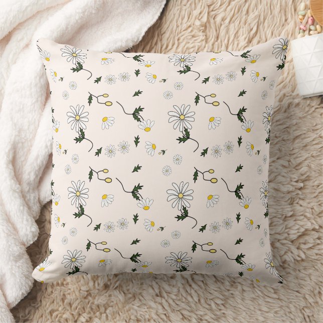 Cute Daisy Pattern Throw Pillow Nursery Room Décor (Blanket)