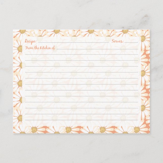 Cute Daisy Recipe Cards (Front)