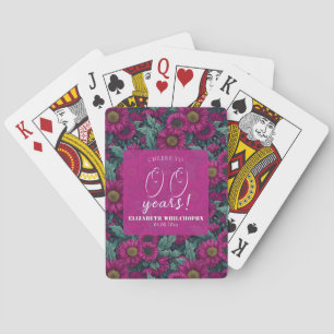 Cute Daisy Surprise Birthday Custom Purple Playing Cards
