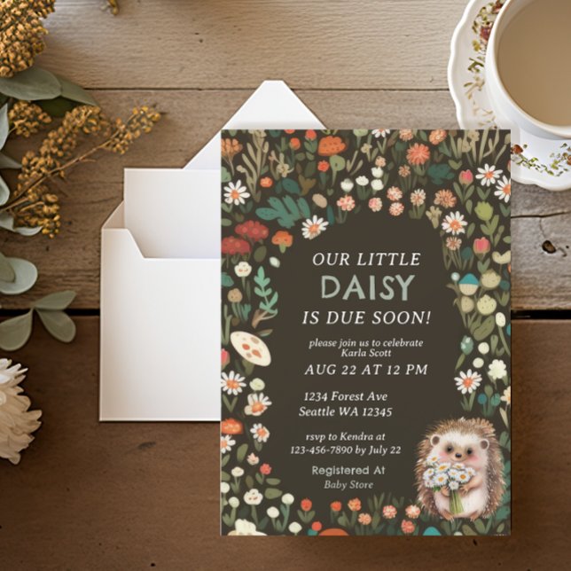 Cute Daisy Woodland Animal Forest Baby Shower Invitation (Creator Uploaded)