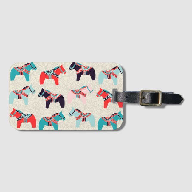 Cute Dala Horses Luggage Tag (Front Horizontal)
