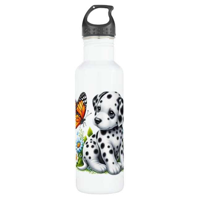 Cute Dalmatian/Butterfly friends 710 Ml Water Bottle (Front)