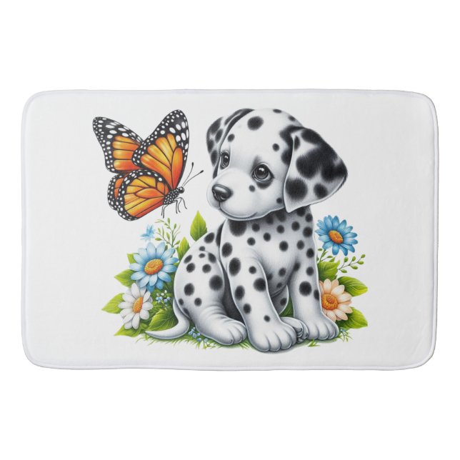 Cute Dalmatian/Butterfly friends Bath Mat (Front)