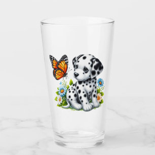 Cute Dalmatian/Butterfly friends Glass
