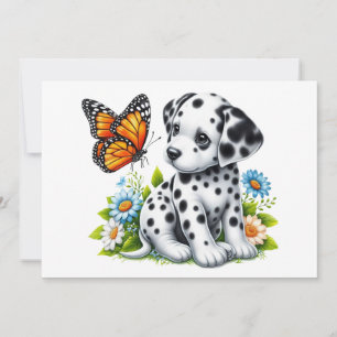 Cute Dalmatian/Butterfly friends Holiday Card