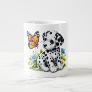 Cute Dalmatian/Butterfly friends Large Coffee Mug