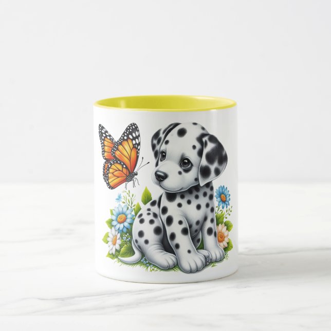 Cute Dalmatian/Butterfly friends Mug (Center)