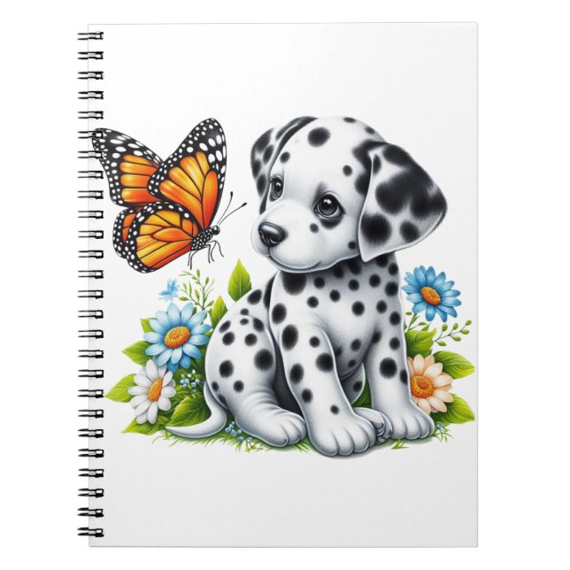 Cute Dalmatian/Butterfly friends Notebook (Front)