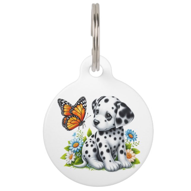 Cute Dalmatian/Butterfly friends Pet Tag (Front)
