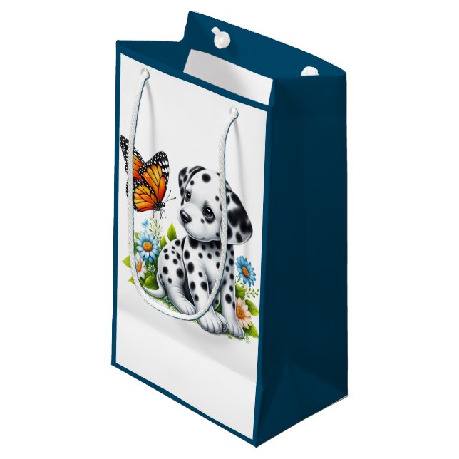 Cute Dalmatian/Butterfly friends Small Gift Bag (Front Angled)