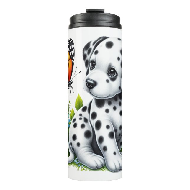 Cute Dalmatian/Butterfly friends Thermal Tumbler (Front)
