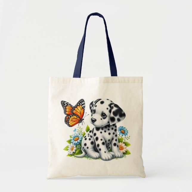 Cute Dalmatian/Butterfly friends Tote Bag (Front)