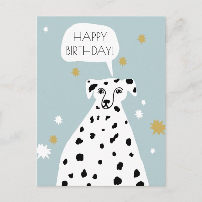 Cute Dalmatian Dog Abstract Art Happy Birthday Postcard (Front)