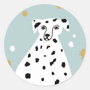 Cute Dalmatian Dog Abstract Illustration Art Classic Round Sticker