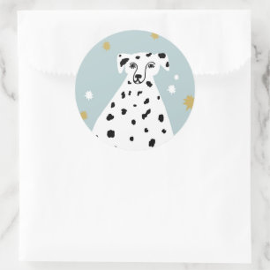 Cute Dalmatian Dog Abstract Illustration Art Classic Round Sticker