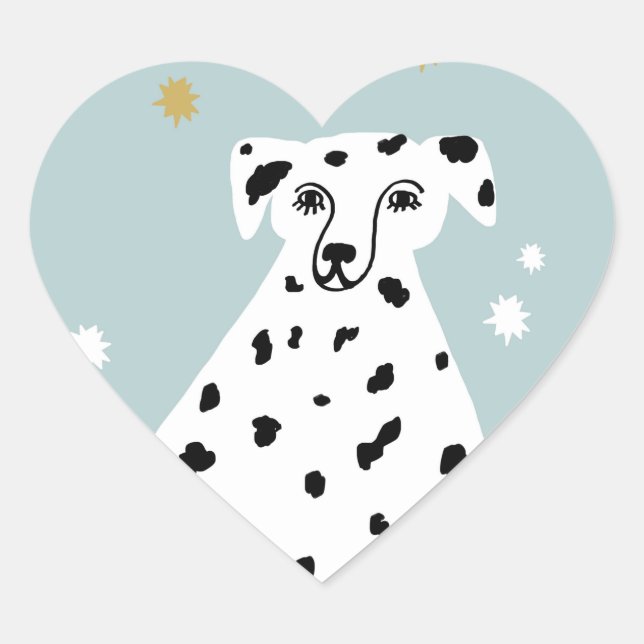 Cute Dalmatian Dog Abstract Illustration Art   Heart Sticker (Front)