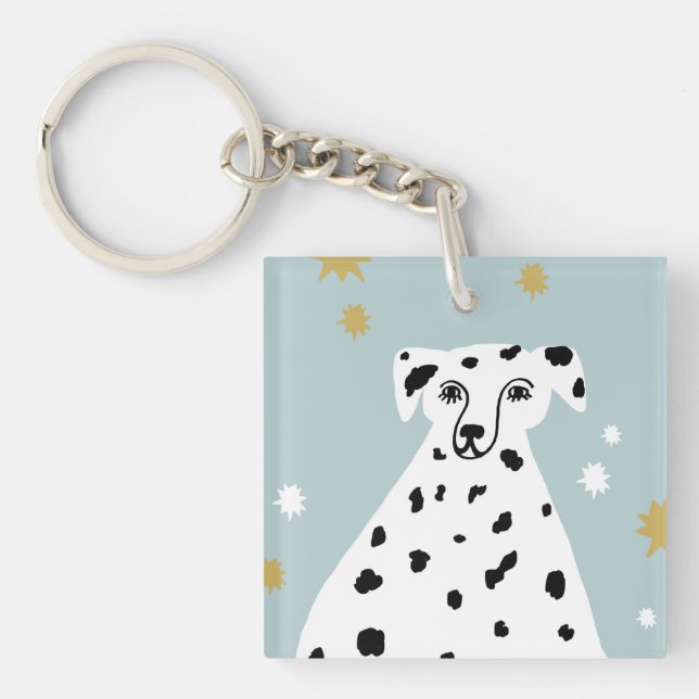 Cute Dalmatian Dog Abstract Illustration  Key Ring (Front)