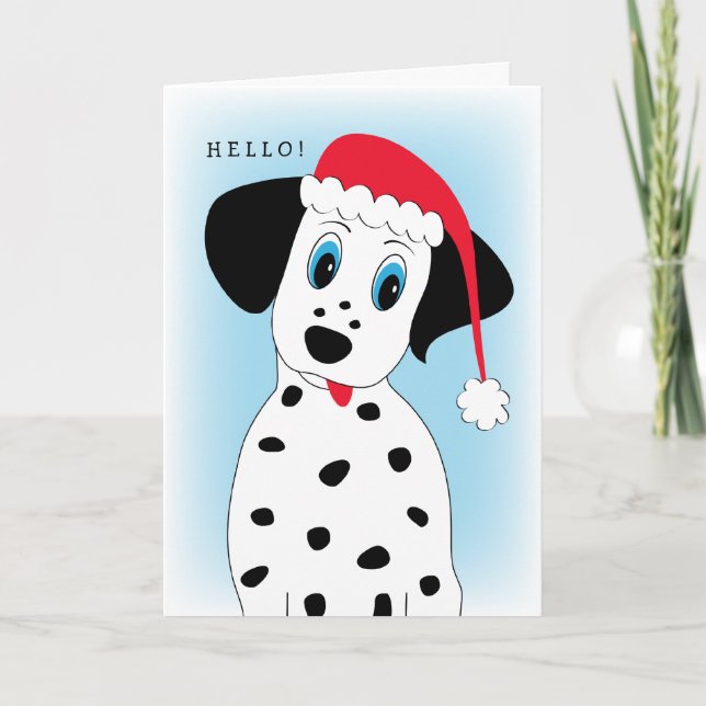 Cute Dalmatian Dog Christmas Card (Front)