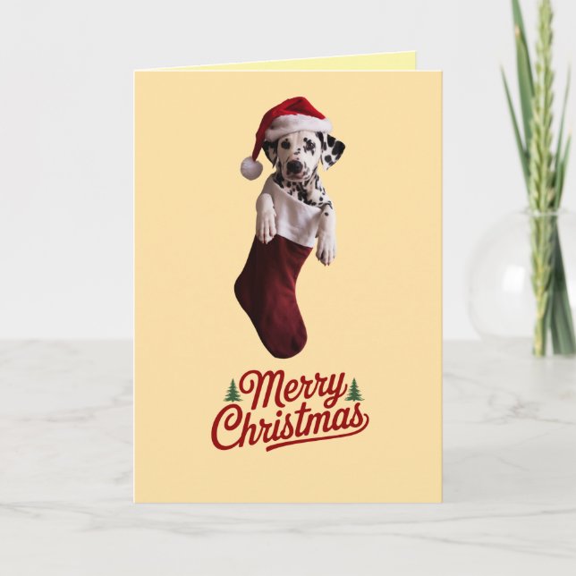 Cute Dalmatian Dog Christmas Card (Front)