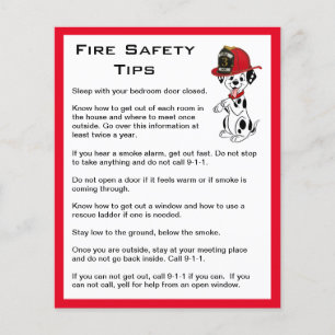 Cute Dalmatian Dog Fire Safety Tips Flyer