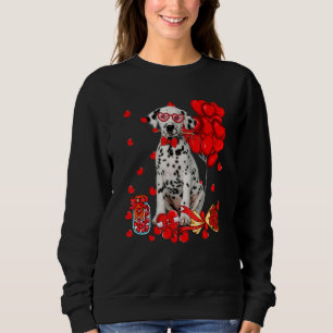 Cute Dalmatian Dog Funny Heart Valentine's Day Dog Sweatshirt