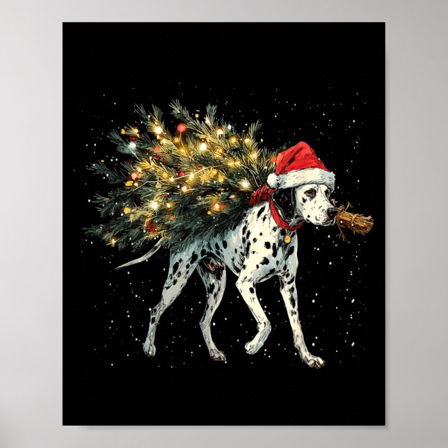 Cute Dalmatian Dog In A Christmas Tree For Men Wom Poster (Front)