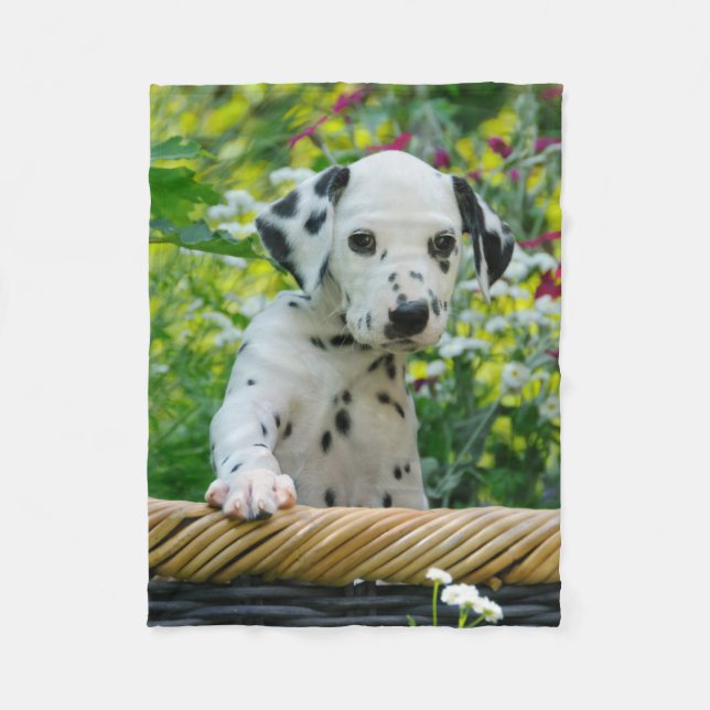 Cute Dalmatian Dog Puppy, comfy Fleece Blanket (Front)