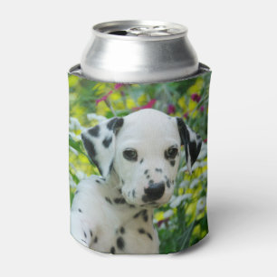 Cute Dalmatian Dog Puppy Portrait, Funny Bawdle Can Cooler