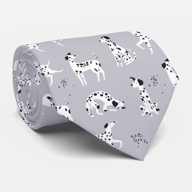 Cute Dalmatian Dog Seamless Pattern Tie (Rolled)