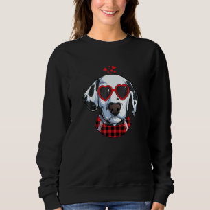 Cute Dalmatian Dog Sunglasses Love Valentine Plaid Sweatshirt