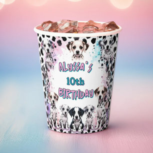 Cute Dalmatian Pastel Birthday Party Cups