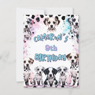 Cute Dalmatian Puppy Birthday Watercolor Postcard