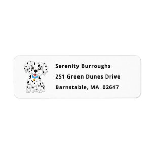 Cute Dalmatian Puppy Dog Cartoon Funny Firedog Return Address Label