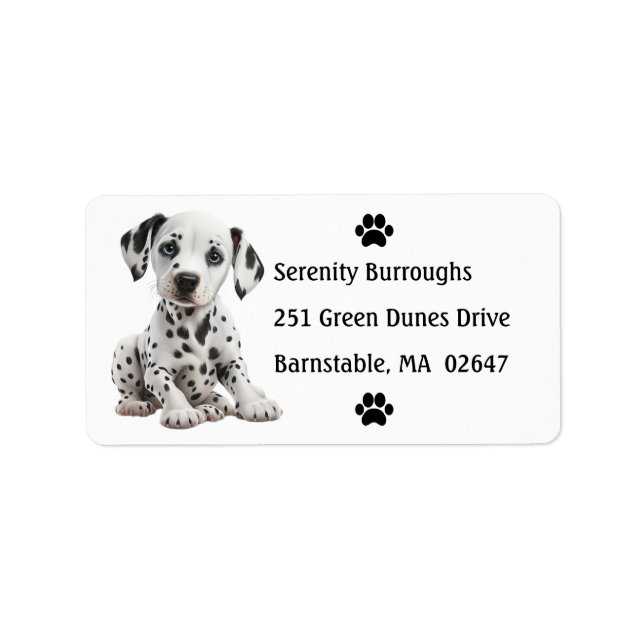 Cute Dalmatian Puppy Dog Lover Cartoon Fire Dog Label (Front)